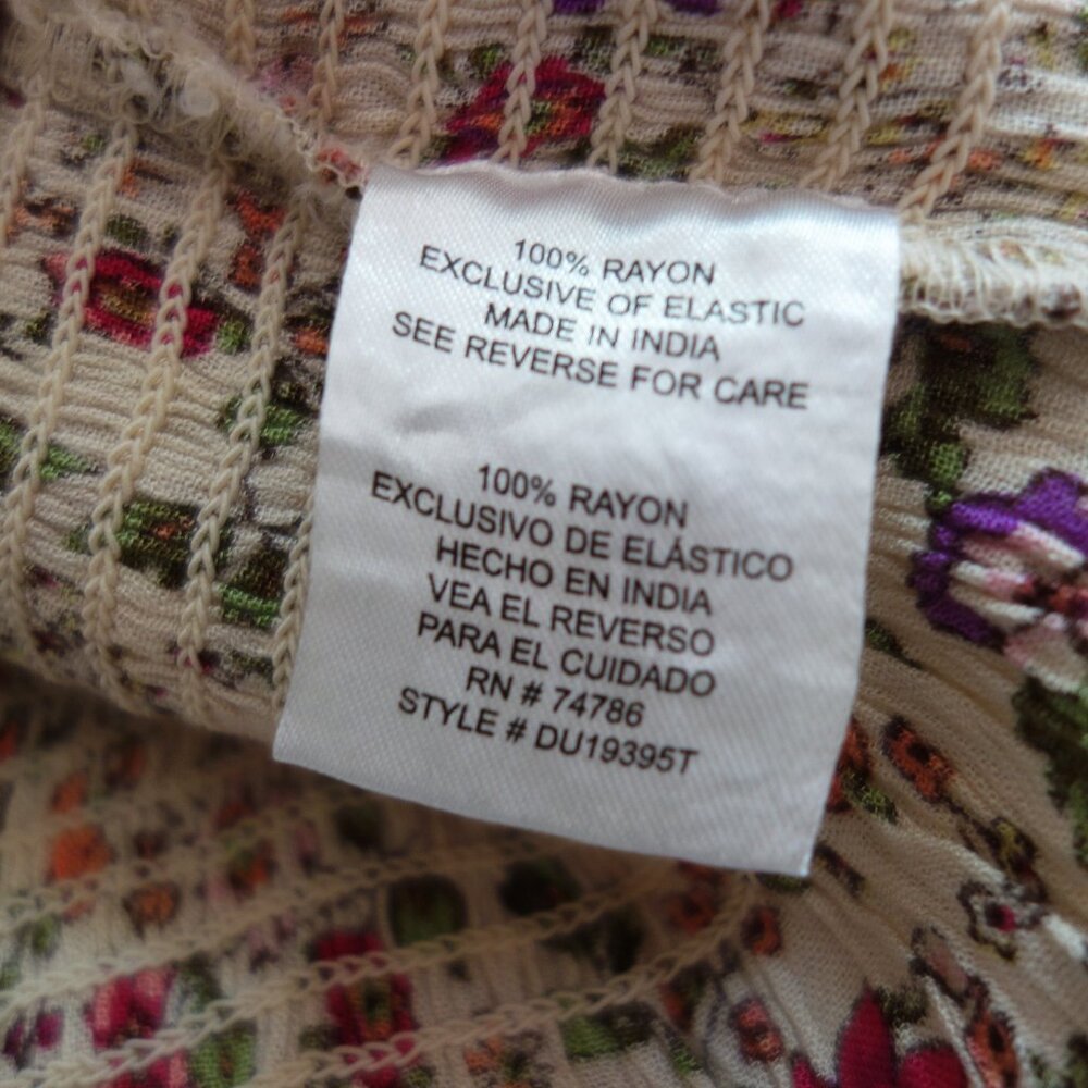 Patrons of Peace Cream Floral Babydoll Tank with Shoulder Tie (S) NWT! - Picture 8 of 8